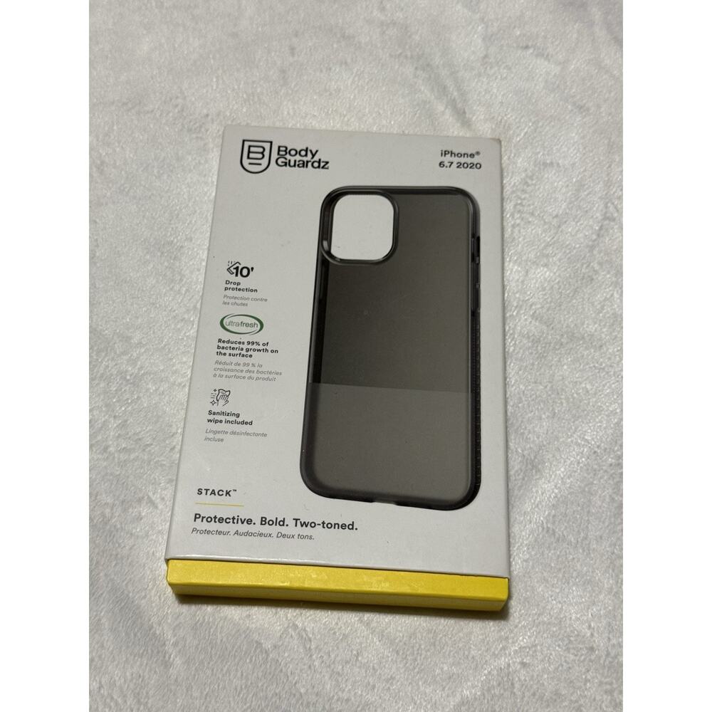 BodyGuardz STACK Case for iPhone 12 Pro Max 6.7" Black Two-Toned Antimicrobial